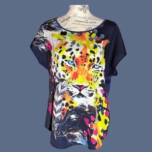 Rock & Republic Colorful Cheetah Top - Picture 1 of 14